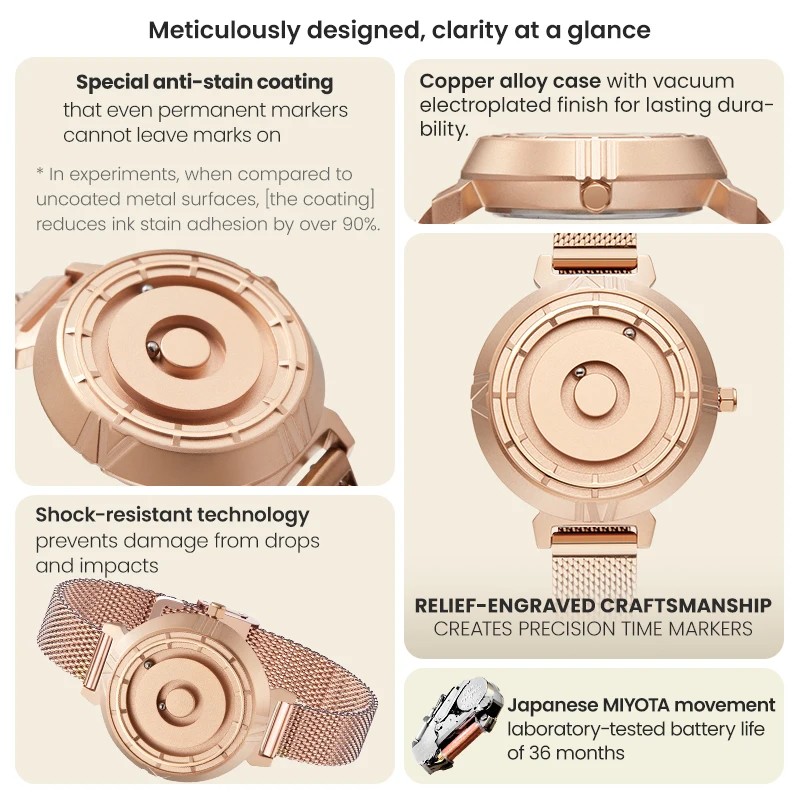 EUTOUR Original Design Magnetic Walking Beads No Hands Watch Ladies Compact Lightweight Luxury Niche