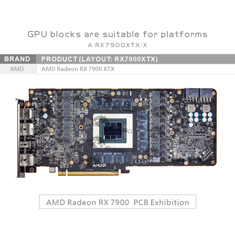 Bykski A-RX7900XTX-X Water Block for PowerColor AMD Radeon RX 7900 XTX Hellhound / Reference Edition