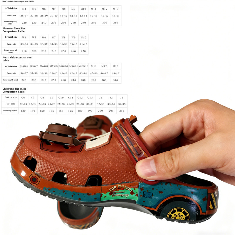 Croc-Style Clogs Slide Sandals Disney Figurine Anime Cars Mater Non-Slip Breathable Beach Shoes