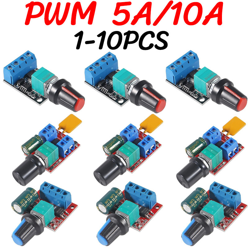 Mini 5A 10A 90W PWM 12V DC Motor Speed Controller Module DC-DC 4.5V-35V Adjustable Regulator Control