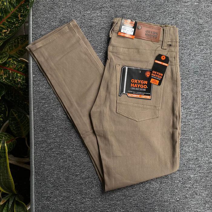 dxo Oxygen Hugo Celana Panjang Pria Dewasa Semi Jeans Santai Distro Hitam Bahan Sweading Tebal Melar