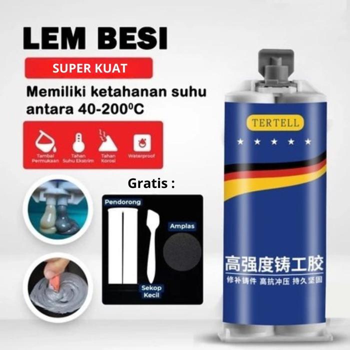 Lem Besi AB TERTELL Tahan Panas Industrial Metal Repair Glue / Lem AB SUper Kuat / Lem Perekat Besi