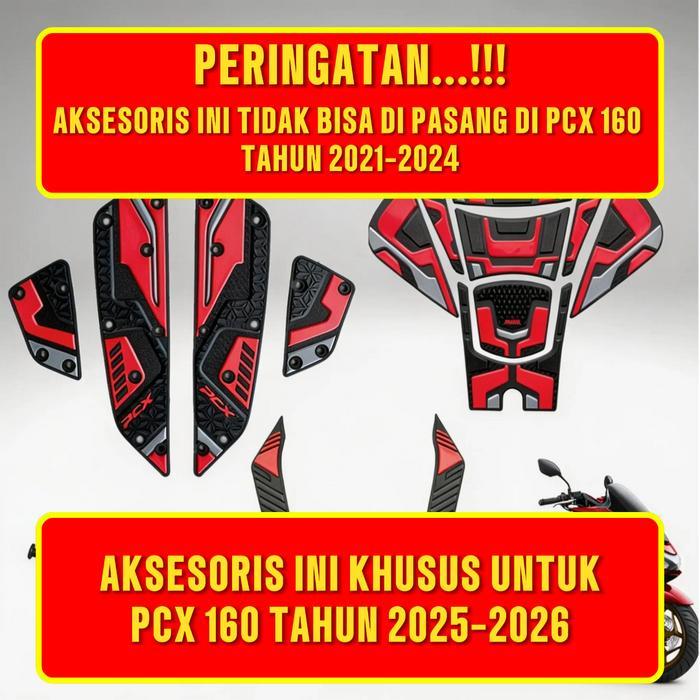 Paket Aksesoris Motor Honda Pcx 160 2025 & 2026 Roadsync/Abs/Cbs Karpet/Tankpad/Upper Stoplamp Behel