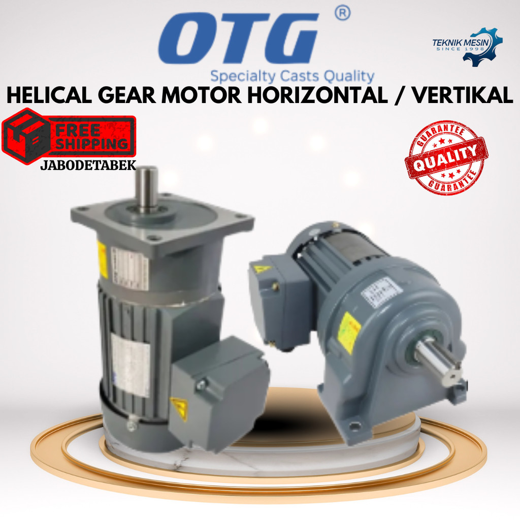 OTG COMPACT GEAR MOTOR 1 PHASE 220V 50HZ 0,2KW 200 WATT RATIO 220-1800 OUTPUT 32MM HORIZONTAL ATAU V