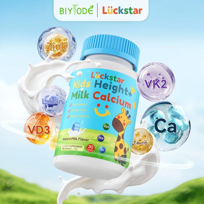 FDA/HALALBIYODE Luickstar Tablet Vitamin D3 + K2 Kalsium Kalsium 200mg Vitamin D3, K2 Seng.