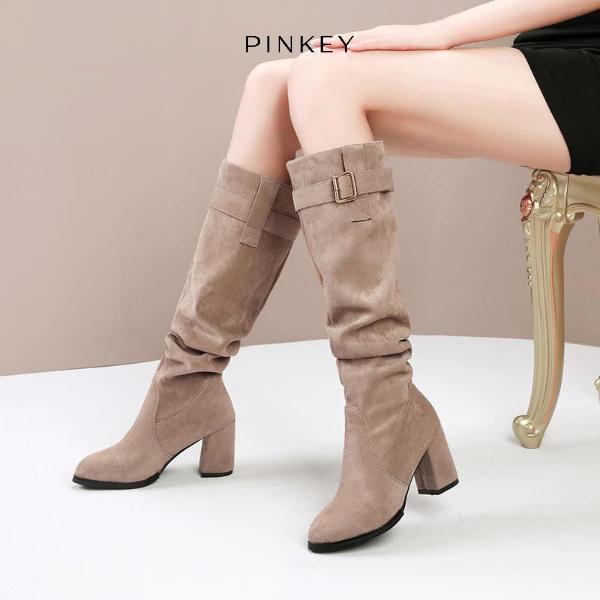 PINKEY P404 Boots Panjang Selutut High Heels Import - Sepatu Boots Kerut (Slouchy) Winter/Autumn