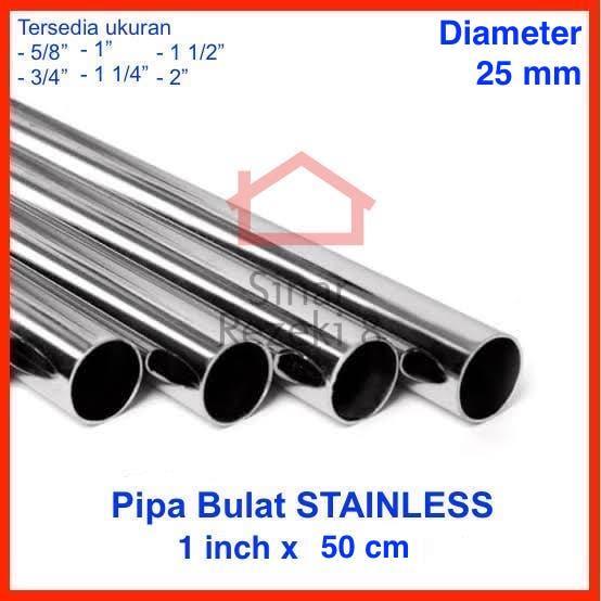 1" inch x 50 cm Pipa Bulat Stainless 25 mm Gantungan Baju .