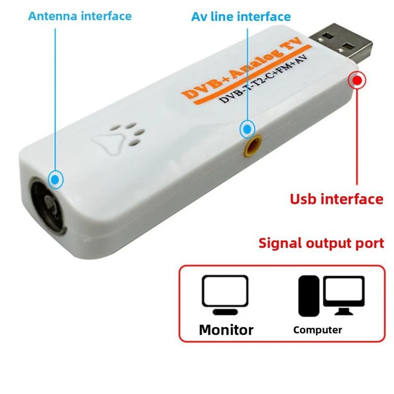 A08E-Digital Satellite DVB T2 USB TV Stick Tuner With Antenna Remote HD USB TV Receiver