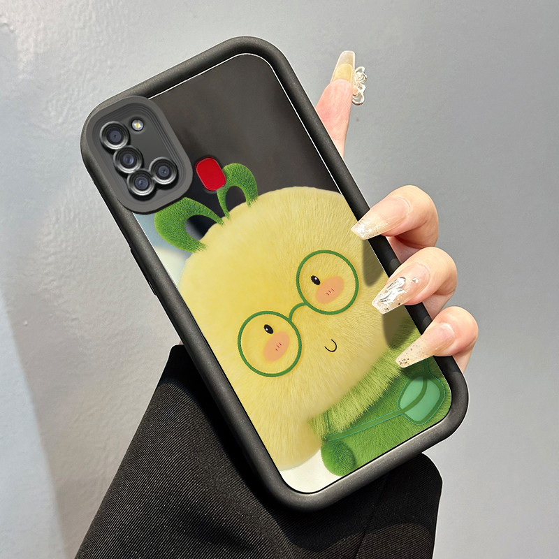 Casing Hp Samsung Galaxy A21S Case Casing Kacamata plush kartun Pola Kasus cermin tangga Kasus ponse