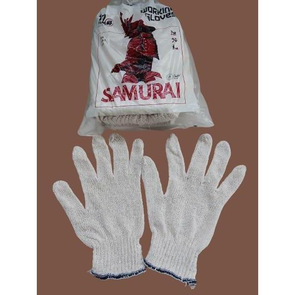 Sarung Tangan Benang 5 Putih SAMURAI - Sarung Tangan Cotton List Navy *