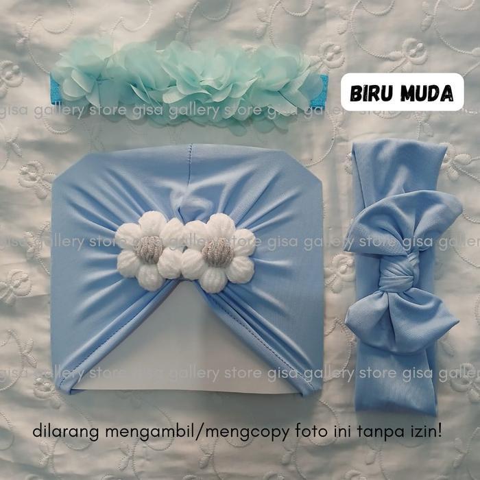 (Paket Hemat 3 Pcs) Ciput Turban Dan Bandana Bando Bayi Balita Anak Perempuan Populer