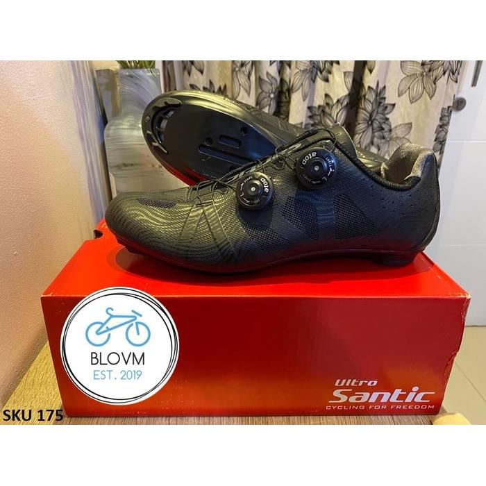 Sepatu Sepeda Santic YORK Cleat Cycling Shoes Hitam Roadbike MTB