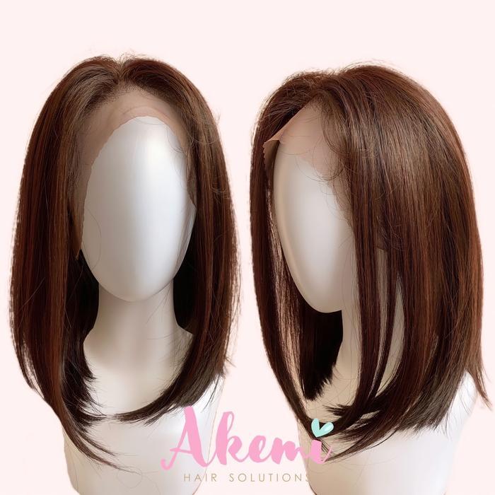 TERLARIS [AKEMI HAIR] - HALF LACE WIG AKEMI BOB 35cm Rambut Palsu Wanita Dewasa Pendek Premium Wig