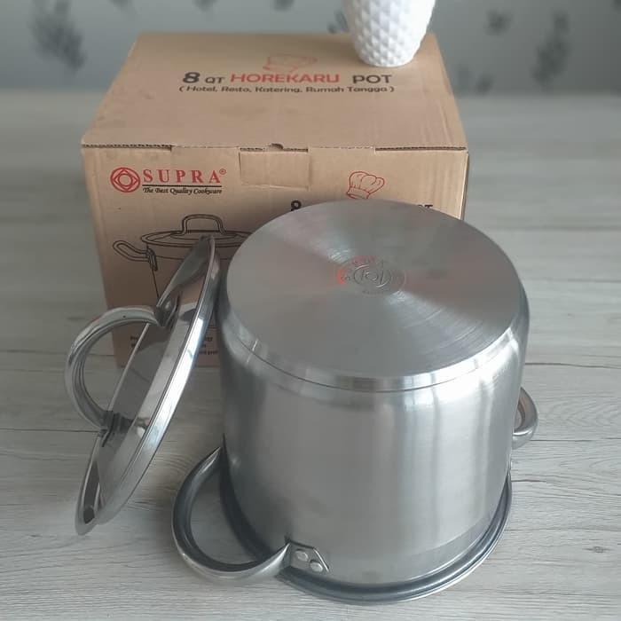 Supra Panci Stockpot 8 Qt 8Qt 8L Horekaru Induksi Stainless Tebal Promo