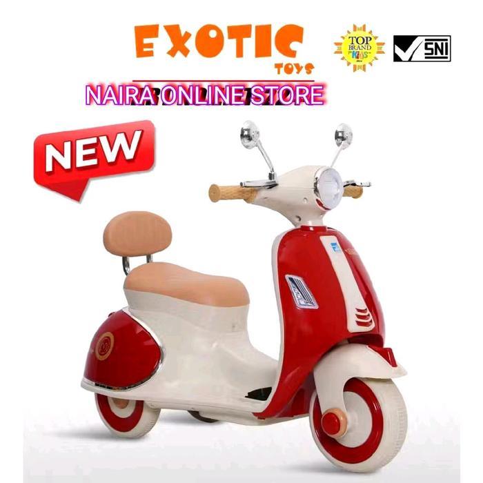 EXOTIC Mainan Motor Motoran Aki Vespa Anak Terbaru Awet Unik Keren Berkualitas Cewek Cowok Laki