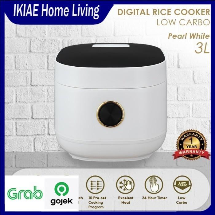 Ravelle Digital Rice Cooker Low Carbo 3L (1.2L Nasi) -White