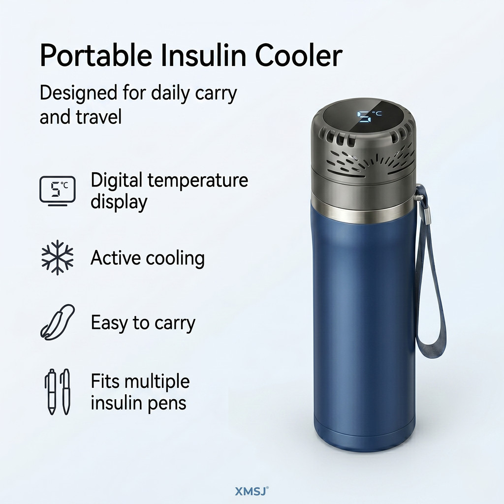 Insulin Cooler Box Mini Fridge 30H Travel Med Cold Storage Digital Temp Control 6 Insulin Pens