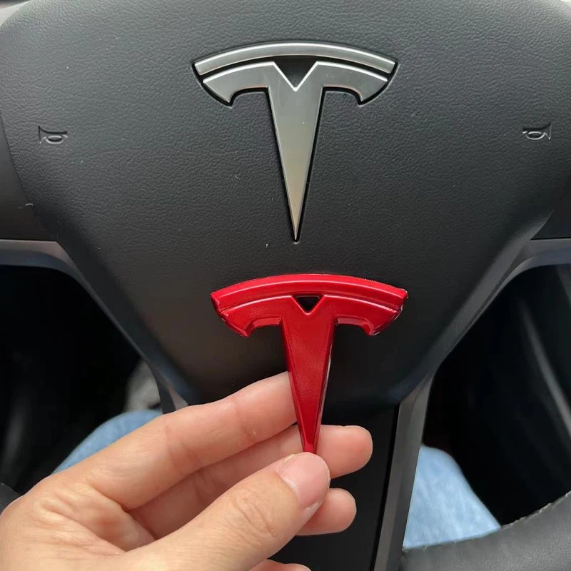ABS For Tesla Model 3 Y Car Overlay Sticker Front Hood Cover Emblem Steering Wheel Rear Trunk Badge