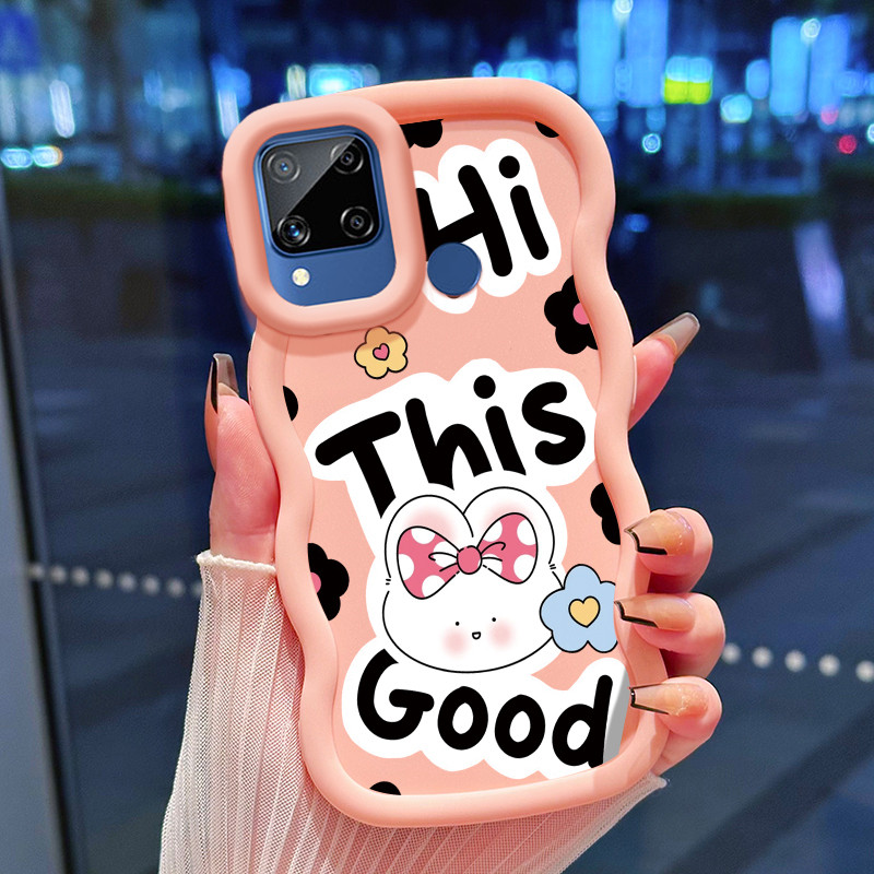 Casing Untuk Realme C15 Case Casing pola Kelinci dan Jantung Kasing HP ceruk Kesing mewah Cesing tip