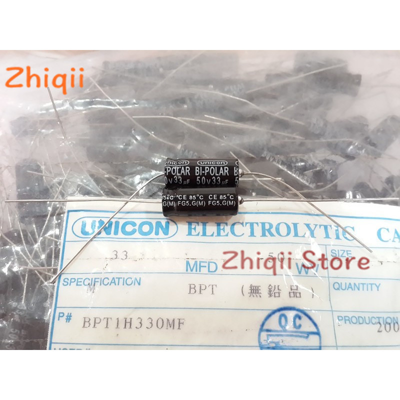 10pcs/30pcs Original new 33UF 50V UNICON capacitor 50V33UF 8x20mm BI-POLAR axial 50V33UF BP