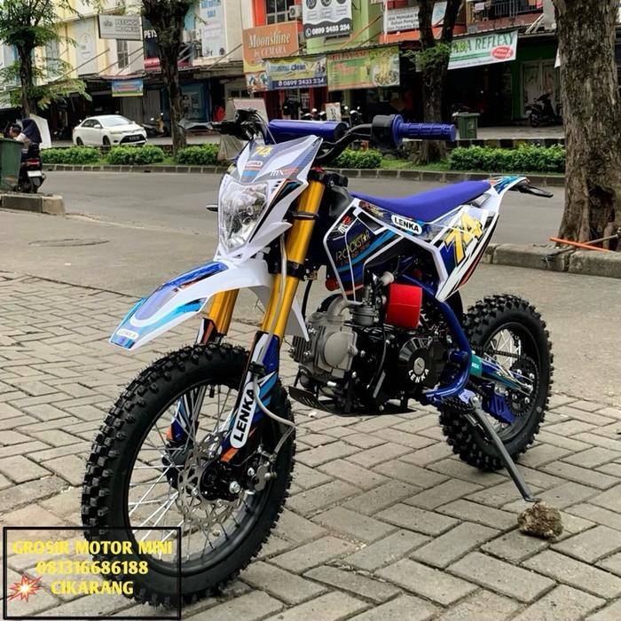 MOTOR MINI TRAIL 110CC MATIC LENKA MXGP 74 RING 14/12 MESIN 4TAK - Biru