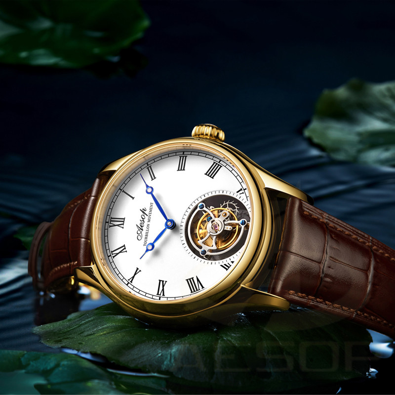 Aesop Real Flying Tourbillon Movement Mechanical Watches Luxury Watch for Men Skeleton Tourbillon