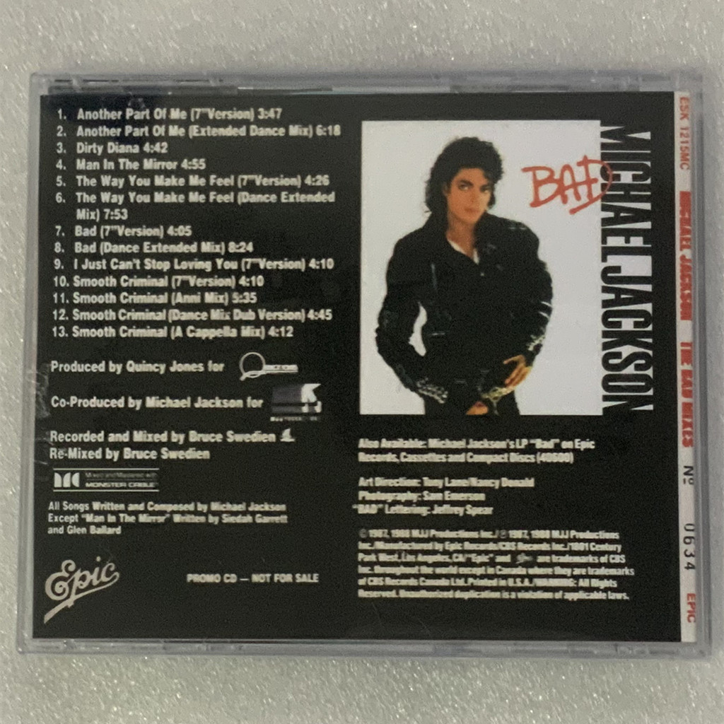 King of Pop MJ Michael Jackson Music CD The Bad Mixes Album Bruce Swedien Music Record Cosplay