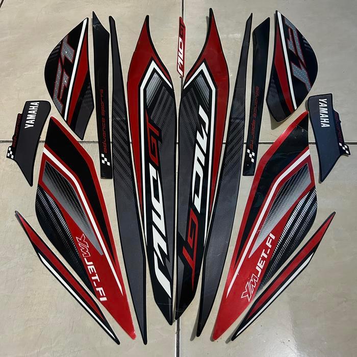 stiker striping yamaha mio gt 2013 hitam merah lis body standar berkualitas original
