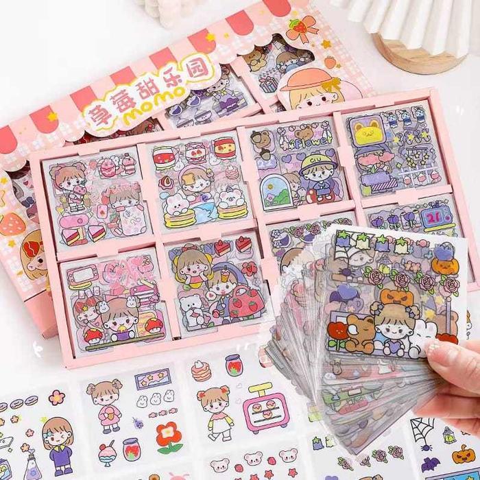 Stiker Momo 200 Lembar Sticker Momo Aesthetic Motif Kartun Korea Lucu Stiker Dekorasi Diy Tahan Air
