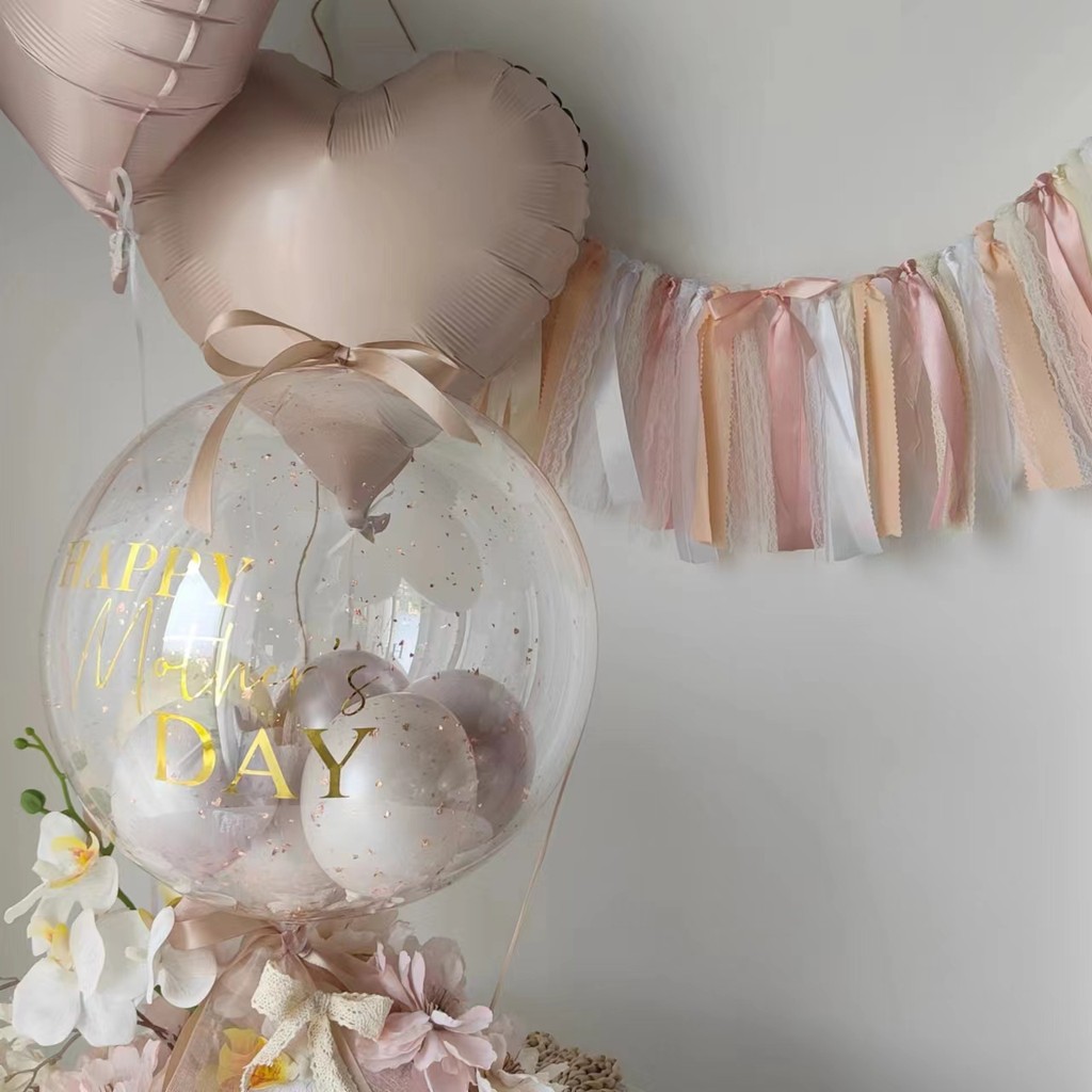 Mother's Day Decorated Bobo Balloon and Artificial Flower Kits Assembled Floral Gift Box Name Custom