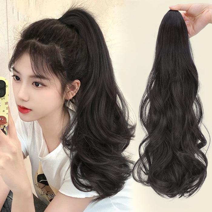 Promo Ekor Kuda Rambut Buatan Rambut Palsu Wanita Jepit Rambut Kepang Ekor Kuda Palsu Cahaya Alami