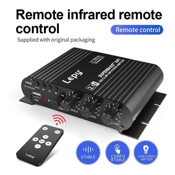 Amplifier Mini Subwoofer 2.1 Bluetooth Usb 12V Hifi Stereo Plus Remote Terjamin