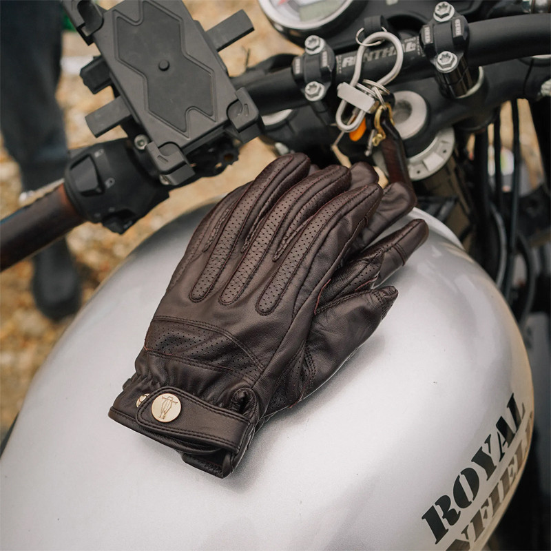 Goatskin Riding Leather Gloves, Vintage Moto Gloves for Motorcyclists, Breathable