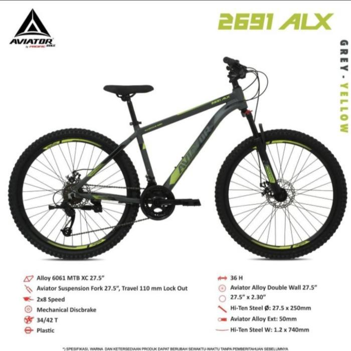 sepeda MTB aviator tipe 2691ALX XT VT ukuran 27.5