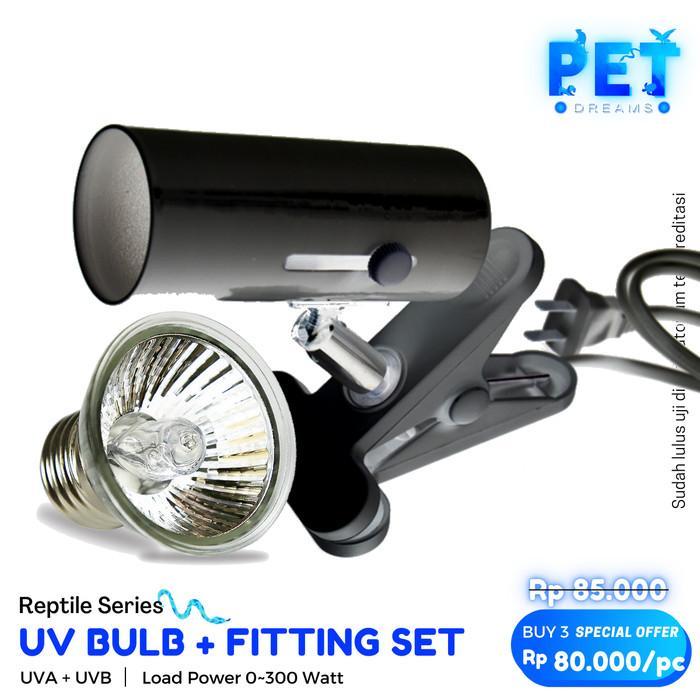 Promo Paket Lampu Uva Uvb + Fiting Keramik Jepit Nomoy Reptil Sulcata Pasti Promo