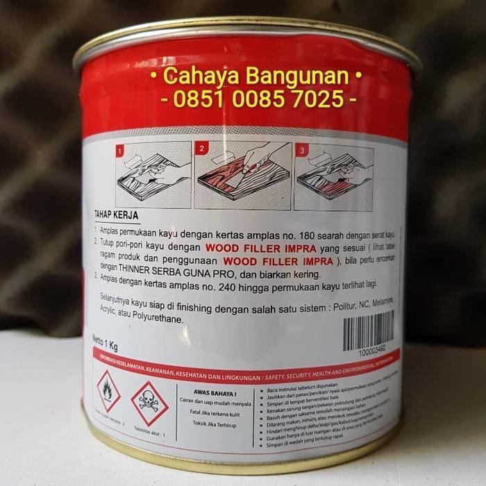 Impra Wood Filler Filer Dempul Pengisi Pori Kayu Propan Kaleng 1 Kg #Gratisongkir