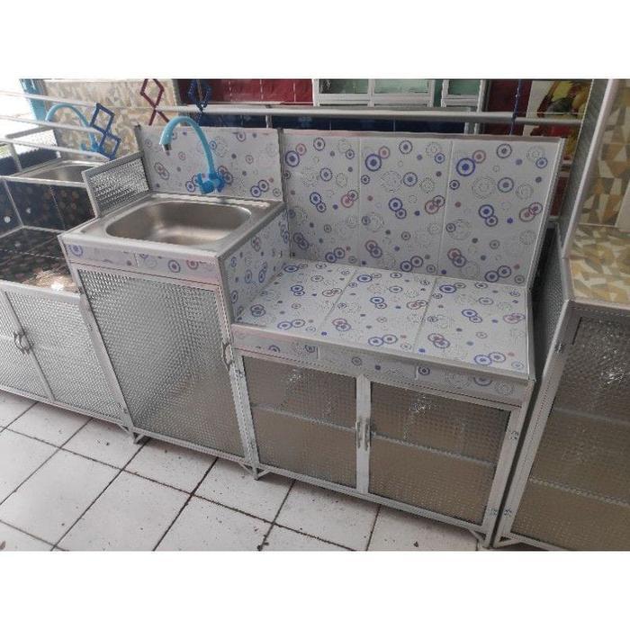 New RAK KOMPOR ALUMUNIUM RAK CUCI PIRING MEJA KOMPOR 3 PINTU WASTAFEL Untuk Dapur