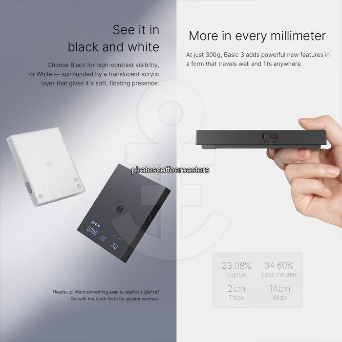 Timemore Basic 3 Digital Coffee Scale Black Mirror - Timbangan Kopi Dapur Pour Over V60 Usb Type C