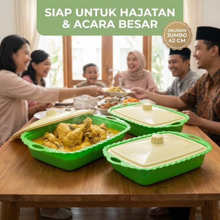 [ 1 Set 4 Pcs ] Wadah Saji Prasmanan Tempat Sayur Basi Basy Lauk Alat Hijau Pasti Promo