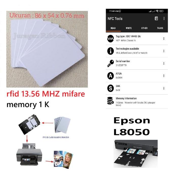 PVC ID CARD INKJET RFID 13.56 iso 14443A chip F08