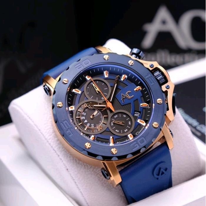 Alexandre Christie Ac Collection 9205 Jam Tangan Pria Original - Rose blue Rubber