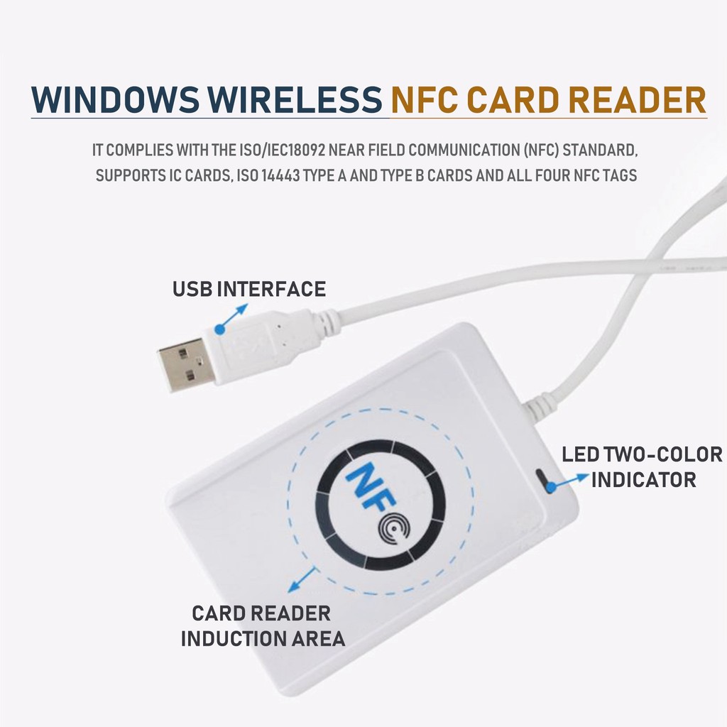 ABZW USB Card Reader Writer ACR122U-A9 China Contactless RFID Card Reader Windows Wireless Reader