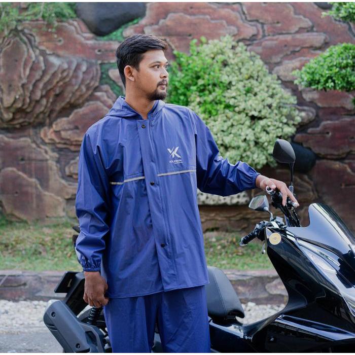 ORIGINAL Volkrain Jas Hujan Supreme Series Full Sealer Press Mantel Setelan Jaket Celana PVC Tebal