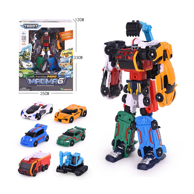 6 IN 1 Mini Tobot Transformation Robot Toys Korea Cartoon Brothers Anime Tobot Deformation Car Engin