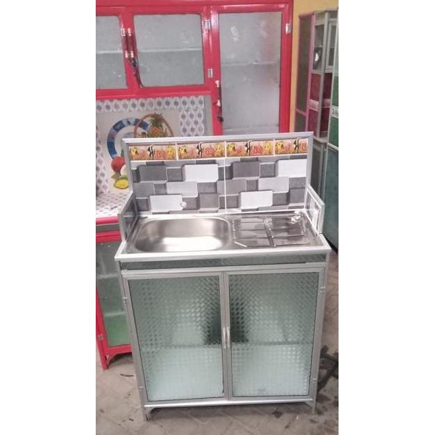 TERBARU Rak cucian piring wastafel 2 pintu aluminium