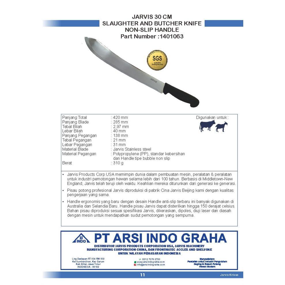1401063 JARVIS 30 CM SLAUGTHER AND BUTCHER KNIFE NON-SLIP HANDLE