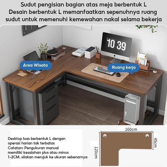 Meja Komputer Shaped L / Meja Gaming / Meja Kantor / Meja Laptop / Meja Kantor/Meja Belajar Meja