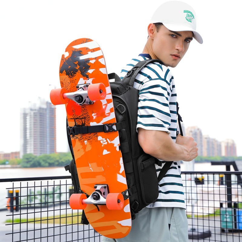 Ozuko Mochila backpack Skateboard Outdoor Sports Backpack 17 Inch Laptop Multifunction Waterproof