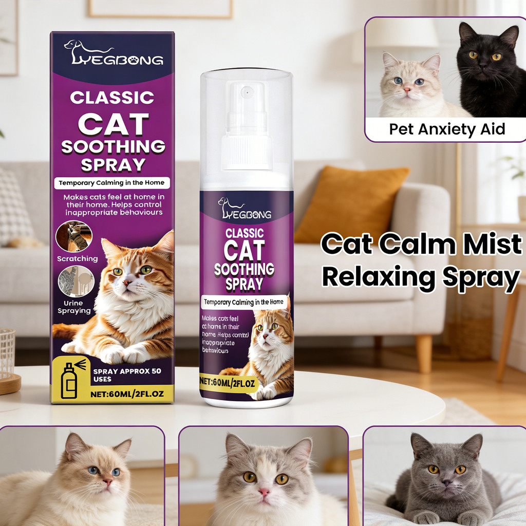 Yegbong Pet Anti Anxiety Spray Cat Calming Spray Mood Soothing Reduce Anxiety Stop Dog Scratching