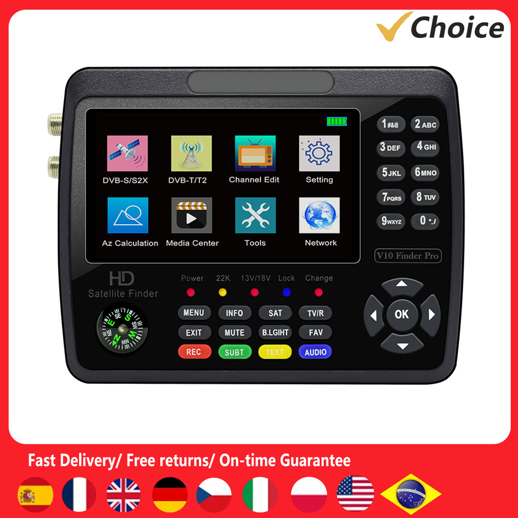 V10 Pro Satellite Finder Signal Meter HD Satellite TV Signal Finder DVB-S/S2/S2X/T/T2 COMBO Digital 